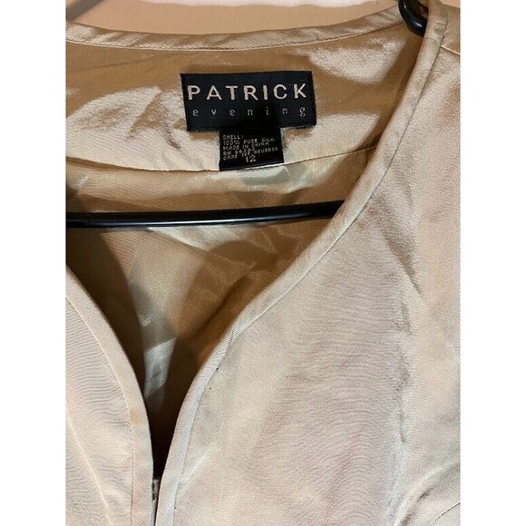 Patrick Evening Jacket 12 Beige 100% Silk Beaded Embroidered Short Formal Bolero - Picture 6 of 10